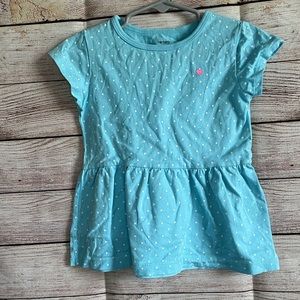 Carters short sleeve Blue shirt with polka dots